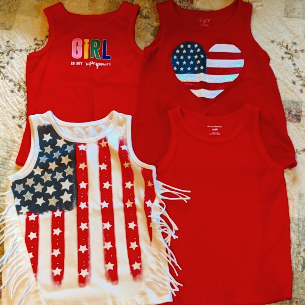 ❤️Set of 4 Red/Patriotic tank tops❤️